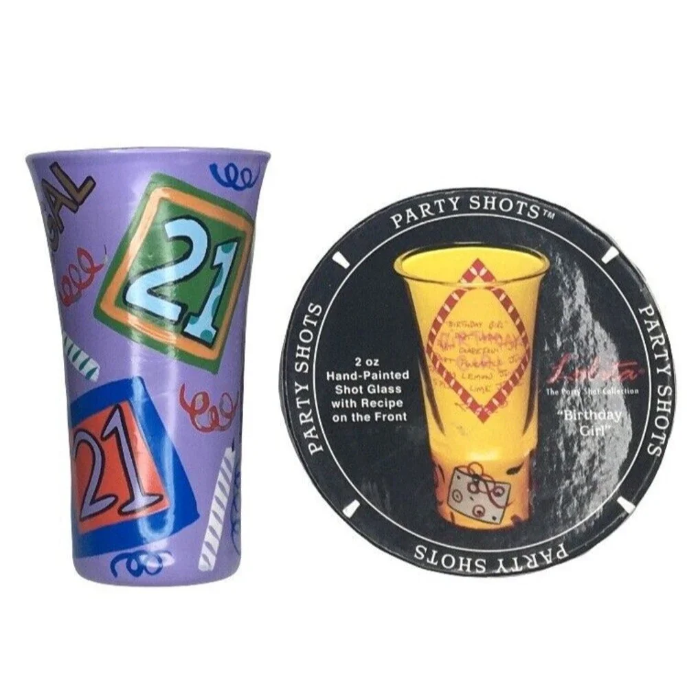 Lolita Hand-Painted 21st Birthday Shot Glass + Gift Box 2 Oz Party Shot Recipes